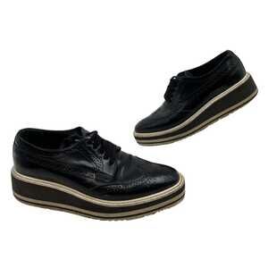 Prada Black Patent Leather Platform Oxfords | Women’s Size 34.5EU